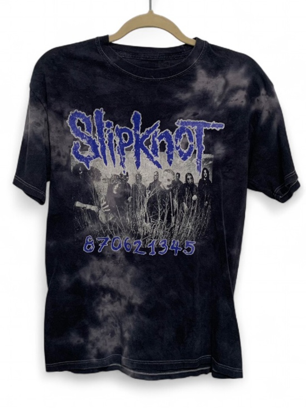 Slipknot Band Tee in Black and Purple Tie-Dye